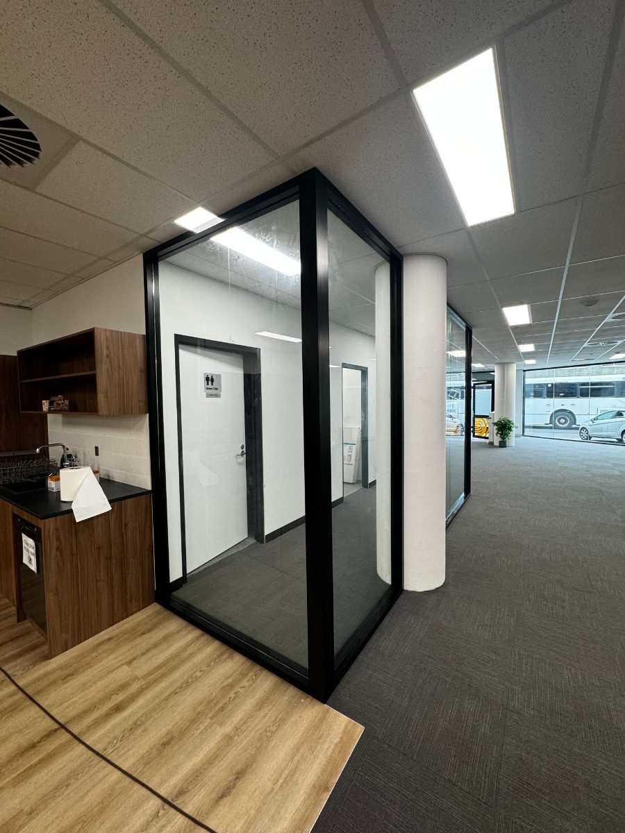 Glass office partition installed by Brisbane City Glass near Northgate
